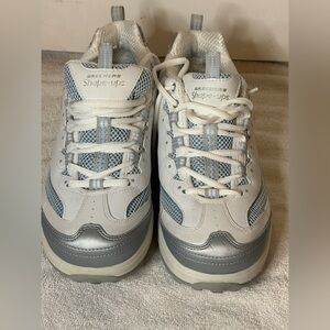 Women’s Skechers Grey/White/Blue Shape Up Shoes Size 9.5